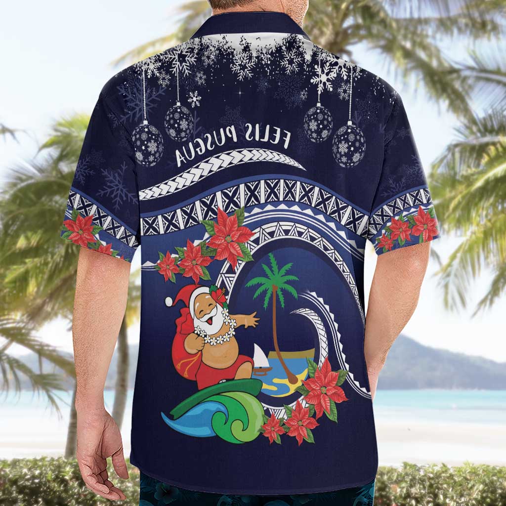 Felis Pusgua Guam Santa Hawaiian Shirt Merry Christmas with Polynesian Tribal