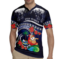 Felis Pusgua Guam Santa Rugby Jersey Merry Christmas with Polynesian Tribal