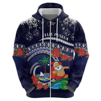 Felis Pusgua Guam Santa Zip Hoodie Merry Christmas with Polynesian Tribal