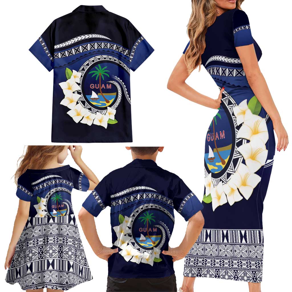 Hafai Adai Guam Guasalis Family Matching Short Sleeve Bodycon Dress and Hawaiian Shirt Polynesian Tribal Pattern