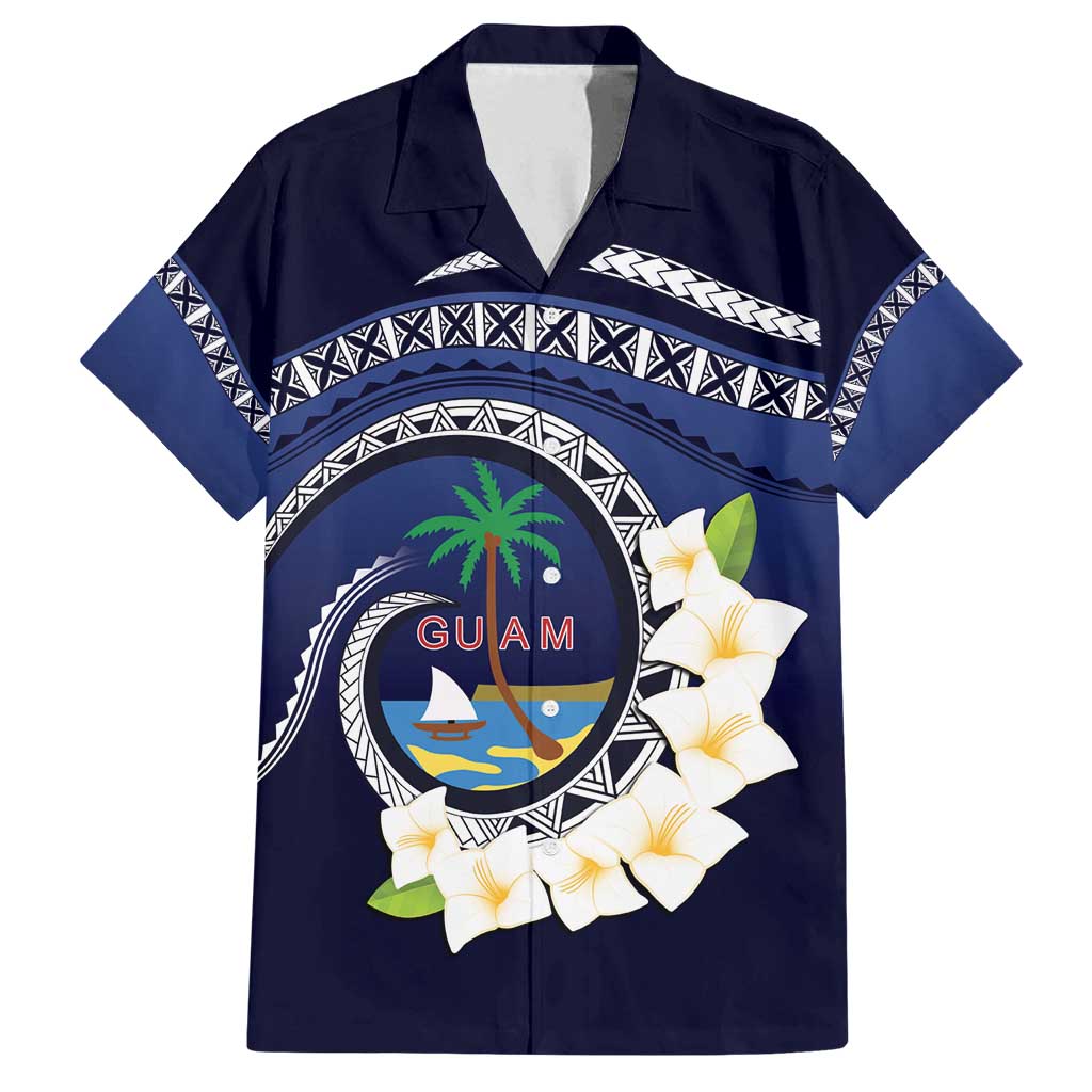 Hafai Adai Guam Guasalis Family Matching Tank Maxi Dress and Hawaiian Shirt Polynesian Tribal Pattern LT9 Dad's Shirt - Short Sleeve Blue - Polynesian Pride