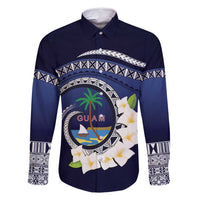 Hafai Adai Guam Guasalis Family Matching Tank Maxi Dress and Hawaiian Shirt Polynesian Tribal Pattern LT9 Dad's Shirt - Long Sleeve Blue - Polynesian Pride