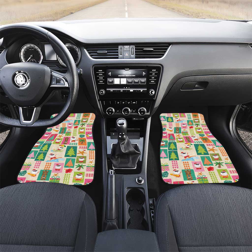 Mele Kalikimaka Hawaii Christmas Car Mats Funny Santan Hippie Style LT9 Set 2pcs - Front Beige - Polynesian Pride
