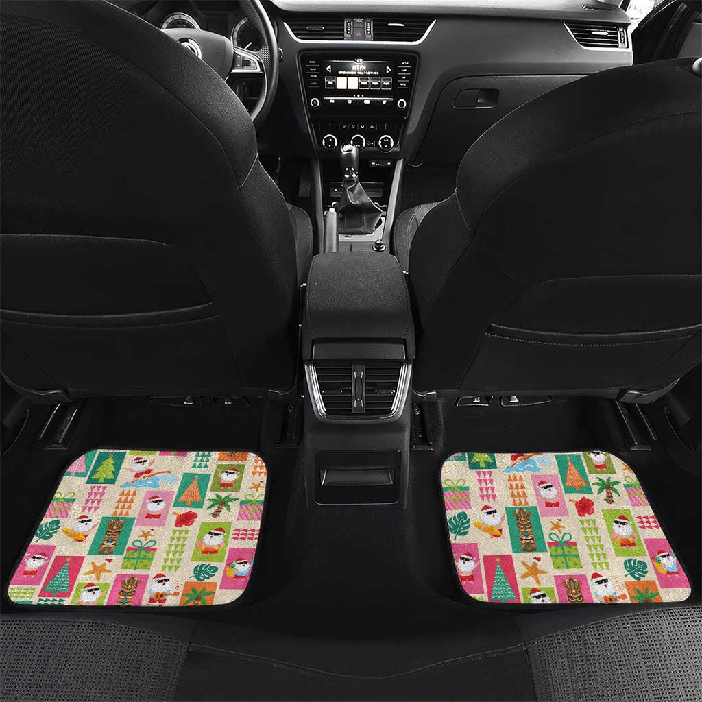 Mele Kalikimaka Hawaii Christmas Car Mats Funny Santan Hippie Style LT9 Set 2pcs - Back Beige - Polynesian Pride