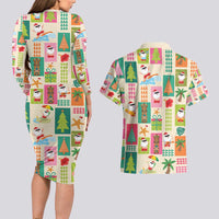 Mele Kalikimaka Hawaii Christmas Couples Matching Long Sleeve Bodycon Dress and Hawaiian Shirt Funny Santan Hippie Style LT9 - Polynesian Pride