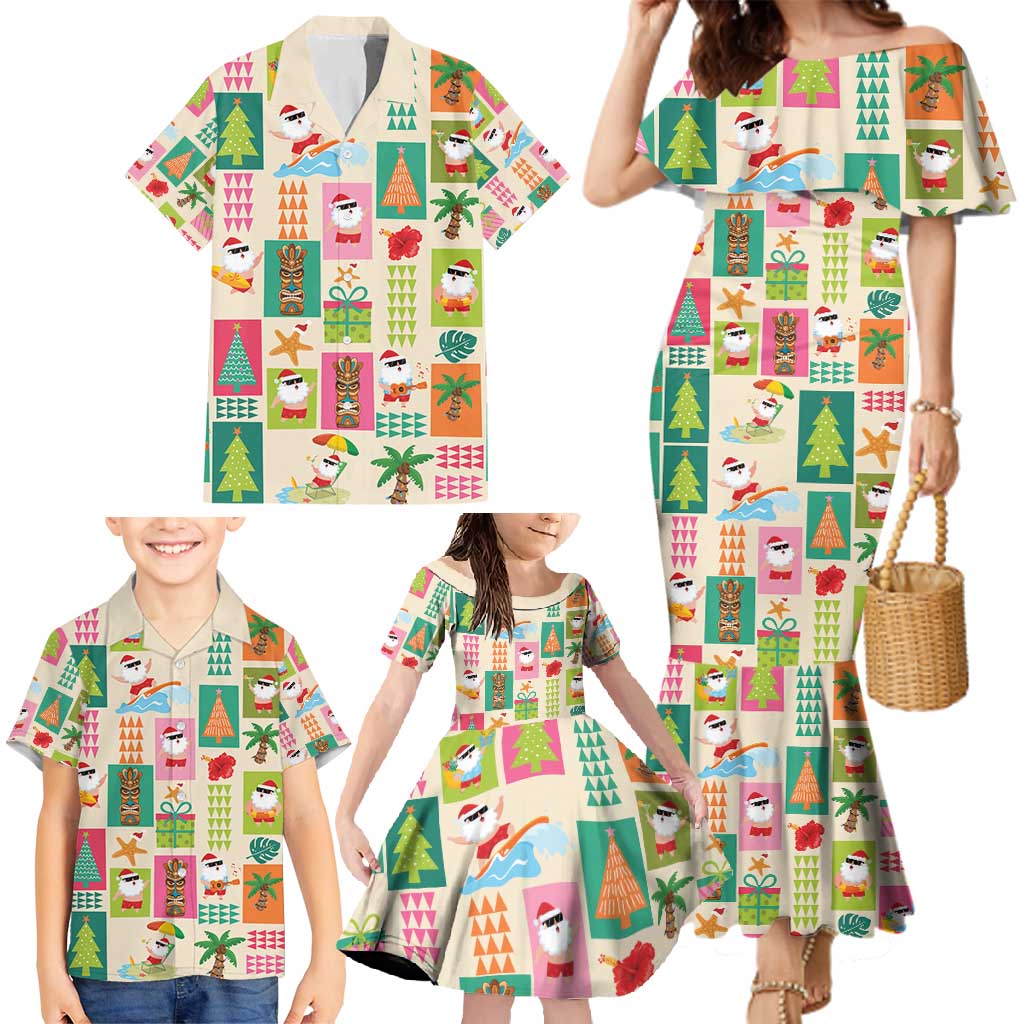 Mele Kalikimaka Hawaii Christmas Family Matching Mermaid Dress and Hawaiian Shirt Funny Santan Hippie Style LT9 - Polynesian Pride