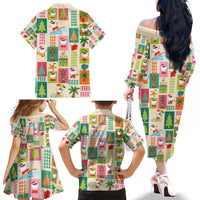 Mele Kalikimaka Hawaii Christmas Family Matching Off The Shoulder Long Sleeve Dress and Hawaiian Shirt Funny Santan Hippie Style LT9 - Polynesian Pride