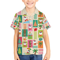 Mele Kalikimaka Hawaii Christmas Family Matching Off Shoulder Short Dress and Hawaiian Shirt Funny Santan Hippie Style LT9 Son's Shirt Beige - Polynesian Pride