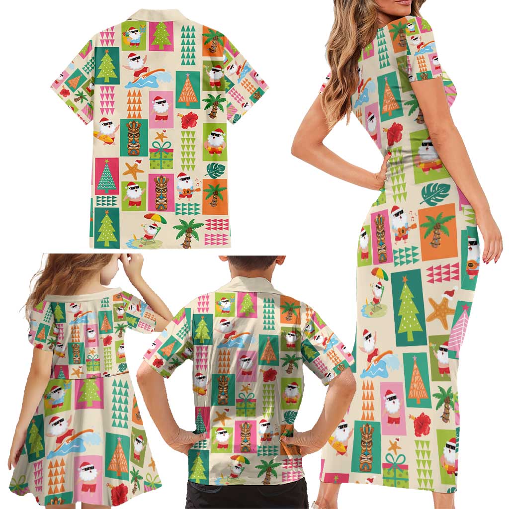 Mele Kalikimaka Hawaii Christmas Family Matching Short Sleeve Bodycon Dress and Hawaiian Shirt Funny Santan Hippie Style LT9 - Polynesian Pride