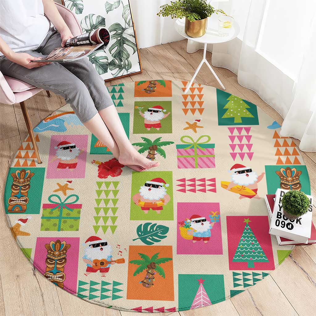 Mele Kalikimaka Hawaii Christmas Round Carpet Funny Santan Hippie Style LT9 - Polynesian Pride