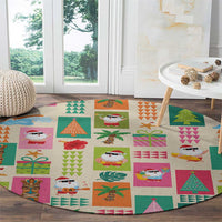 Mele Kalikimaka Hawaii Christmas Round Carpet Funny Santan Hippie Style LT9 - Polynesian Pride