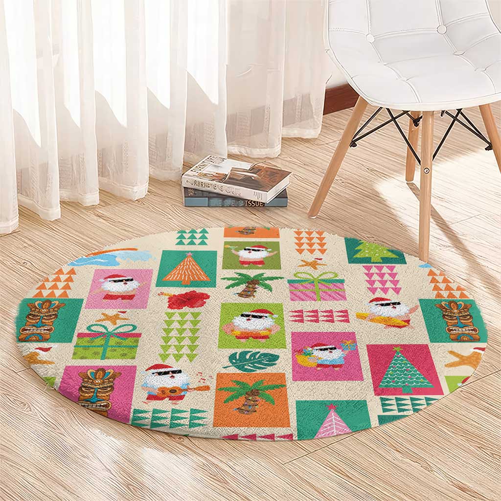 Mele Kalikimaka Hawaii Christmas Round Carpet Funny Santan Hippie Style LT9 - Polynesian Pride