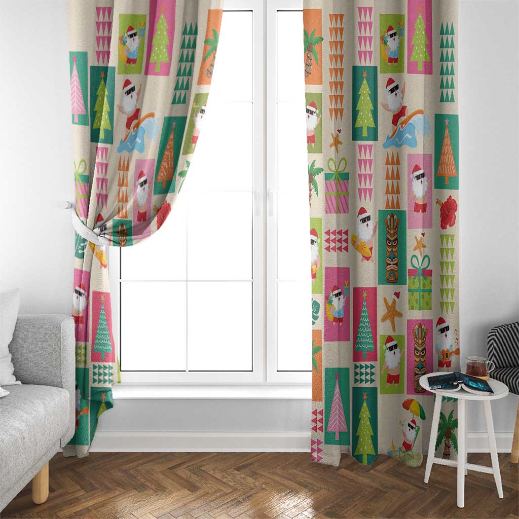 Mele Kalikimaka Hawaii Christmas Window Curtain Funny Santan Hippie Style