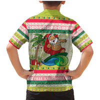 Mele Kalikimaka Hawaii Christmas Family Matching Mermaid Dress and Hawaiian Shirt Surfing Santa with Polynesian Tribal LT9 - Polynesian Pride