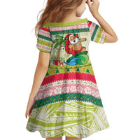 Mele Kalikimaka Hawaii Christmas Family Matching Mermaid Dress and Hawaiian Shirt Surfing Santa with Polynesian Tribal LT9 - Polynesian Pride