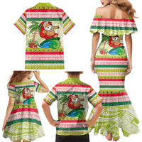 Mele Kalikimaka Hawaii Christmas Family Matching Mermaid Dress and Hawaiian Shirt Surfing Santa with Polynesian Tribal LT9 - Polynesian Pride