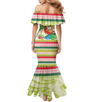 Mele Kalikimaka Hawaii Christmas Family Matching Mermaid Dress and Hawaiian Shirt Surfing Santa with Polynesian Tribal LT9 - Polynesian Pride