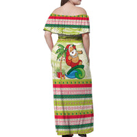 Mele Kalikimaka Hawaii Christmas Family Matching Off Shoulder Maxi Dress and Hawaiian Shirt Surfing Santa with Polynesian Tribal LT9 - Polynesian Pride