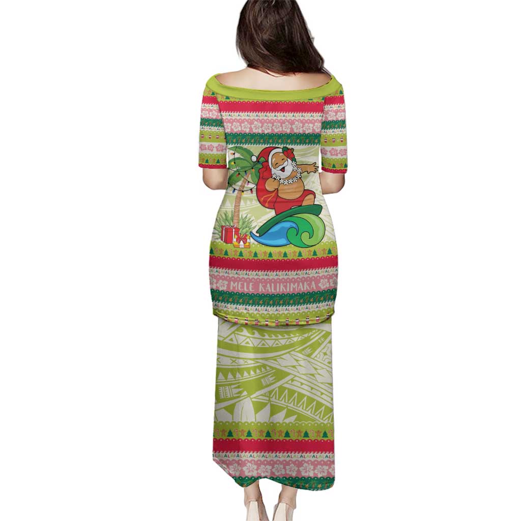 Mele Kalikimaka Hawaii Christmas Family Matching Puletasi and Hawaiian Shirt Surfing Santa with Polynesian Tribal LT9 - Polynesian Pride