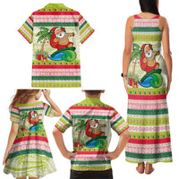 Mele Kalikimaka Hawaii Christmas Family Matching Tank Maxi Dress and Hawaiian Shirt Surfing Santa with Polynesian Tribal LT9 - Polynesian Pride