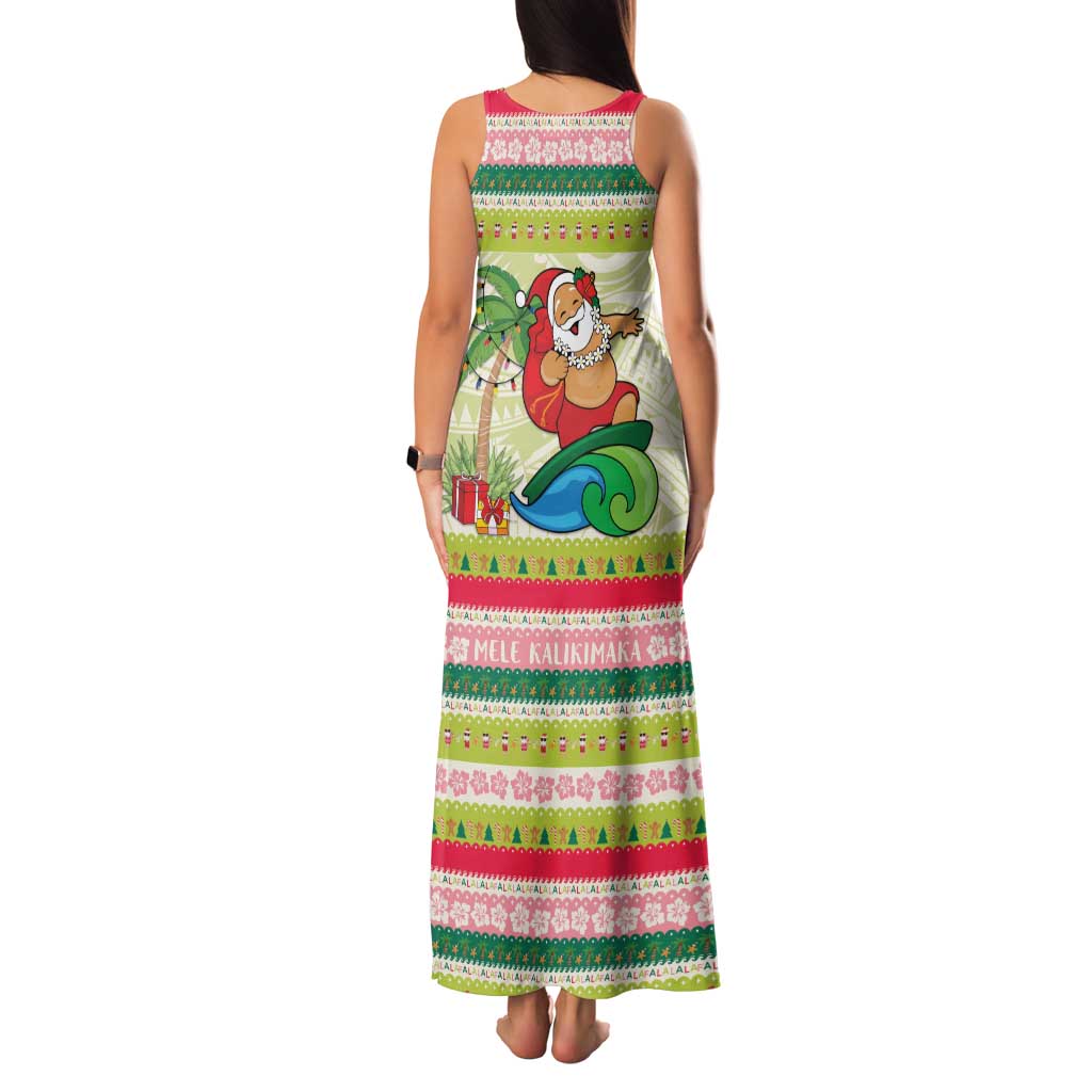 Mele Kalikimaka Hawaii Christmas Family Matching Tank Maxi Dress and Hawaiian Shirt Surfing Santa with Polynesian Tribal LT9 - Polynesian Pride