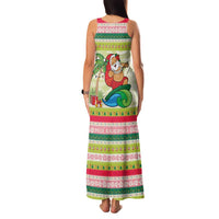 Mele Kalikimaka Hawaii Christmas Family Matching Tank Maxi Dress and Hawaiian Shirt Surfing Santa with Polynesian Tribal LT9 - Polynesian Pride
