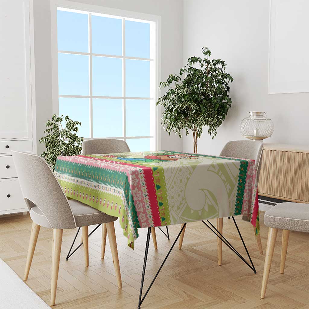 Mele Kalikimaka Hawaii Christmas Tablecloth Surfing Santa with Polynesian Tribal LT9 - Polynesian Pride
