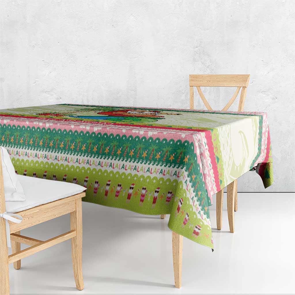 Mele Kalikimaka Hawaii Christmas Tablecloth Surfing Santa with Polynesian Tribal LT9 - Polynesian Pride