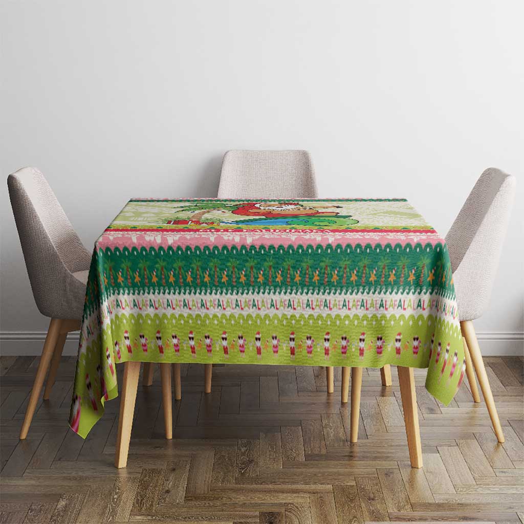 Mele Kalikimaka Hawaii Christmas Tablecloth Surfing Santa with Polynesian Tribal LT9 - Polynesian Pride