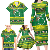 Meri Kiritimiti Cook Islands Christmas Family Matching Long Sleeve Bodycon Dress and Hawaiian Shirt Maroro Flying Fish and White Stars LT9 - Polynesian Pride