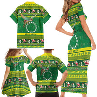 Meri Kiritimiti Cook Islands Christmas Family Matching Short Sleeve Bodycon Dress and Hawaiian Shirt Maroro Flying Fish and White Stars LT9 - Polynesian Pride