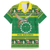 Meri Kiritimiti Cook Islands Christmas Hawaiian Shirt Maroro Flying Fish and White Stars