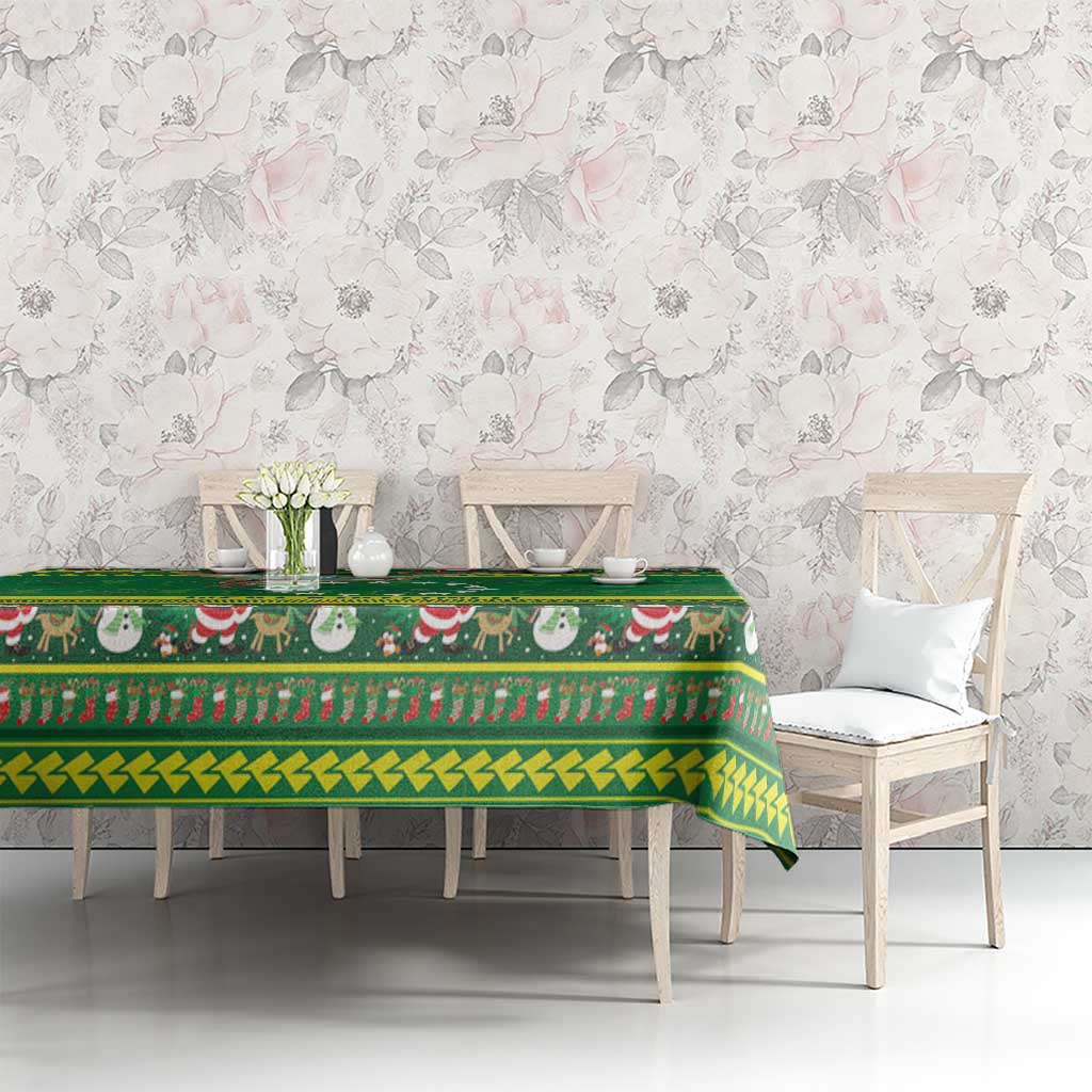 Meri Kiritimiti Cook Islands Christmas Tablecloth Maroro Flying Fish and White Stars