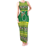 Meri Kiritimiti Cook Islands Christmas Tank Maxi Dress Maroro Flying Fish and White Stars