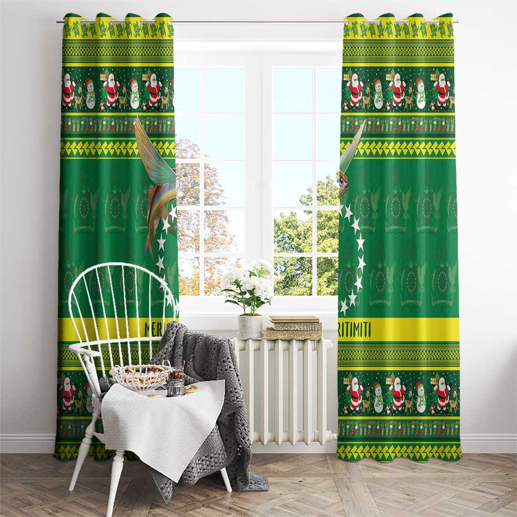 Meri Kiritimiti Cook Islands Christmas Window Curtain Maroro Flying Fish and White Stars
