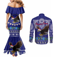 American Samoa Christmas Couples Matching Mermaid Dress and Long Sleeve Button Shirt Manuia le Kerisimasi Polynesian Tribal LT9 - Polynesian Pride