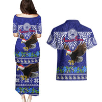 American Samoa Christmas Couples Matching Puletasi Dress and Hawaiian Shirt Manuia le Kerisimasi Polynesian Tribal LT9 - Polynesian Pride