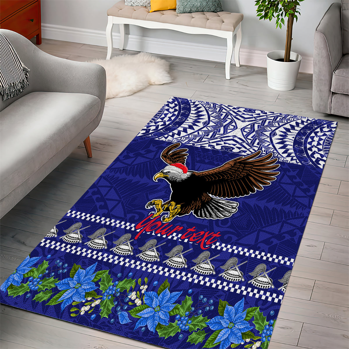 Personalised American Samoa Christmas Area Rug Manuia le Kerisimasi Polynesian Tribal LT9 - Polynesian Pride