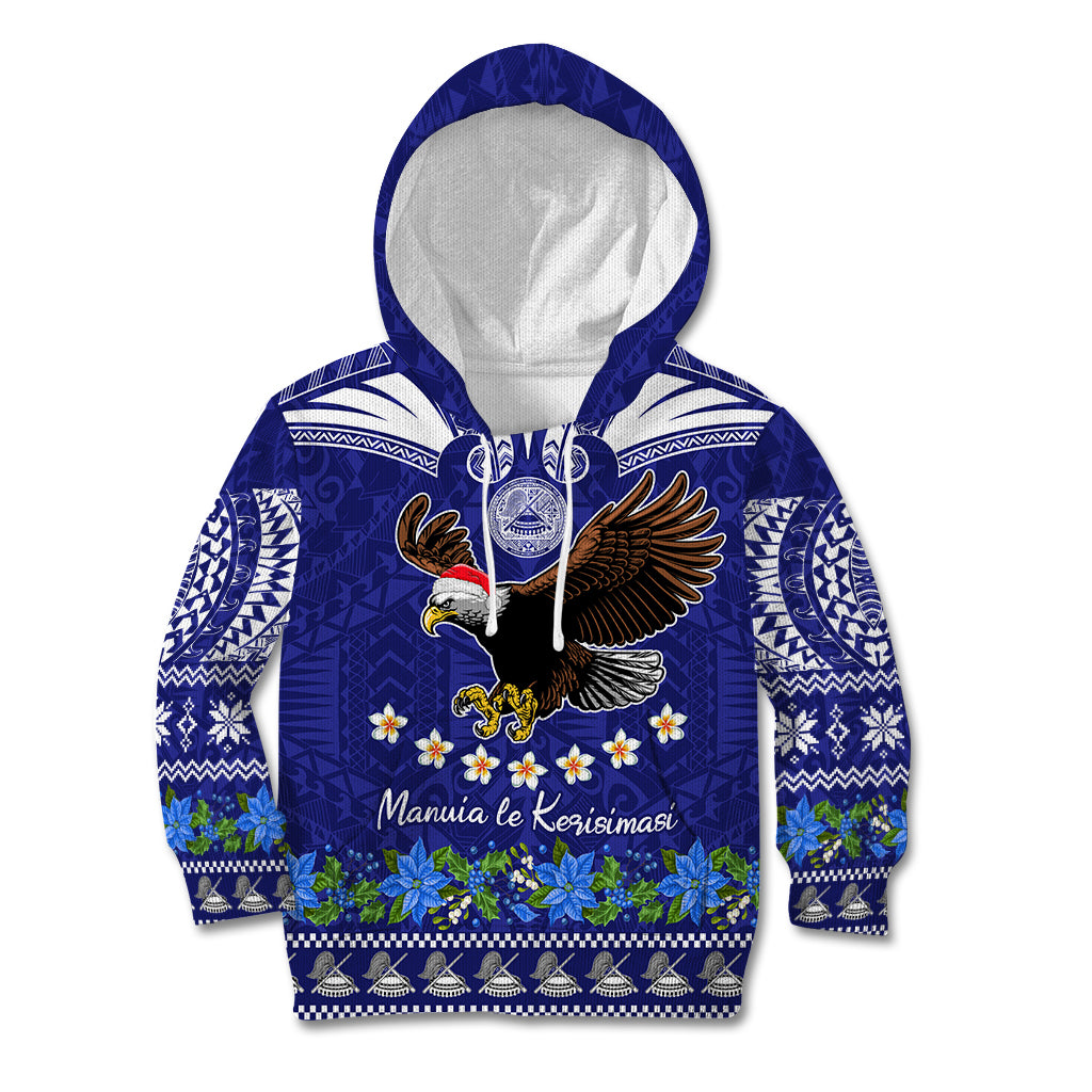 Personalised American Samoa Christmas Kid Hoodie Manuia le Kerisimasi Polynesian Tribal LT9 Hoodie Blue - Polynesian Pride