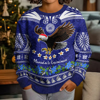 Personalised American Samoa Christmas Kid Ugly Christmas Sweater Manuia le Kerisimasi Polynesian Tribal LT9 - Polynesian Pride