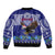 Personalised American Samoa Christmas Sleeve Zip Bomber Jacket Manuia le Kerisimasi Polynesian Tribal LT9 - Polynesian Pride