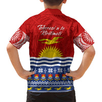 Kiribati Christmas Family Matching Off Shoulder Short Dress and Hawaiian Shirt Tekeraoi n Te Tiritimati Polynesian Tribal LT9 - Polynesian Pride