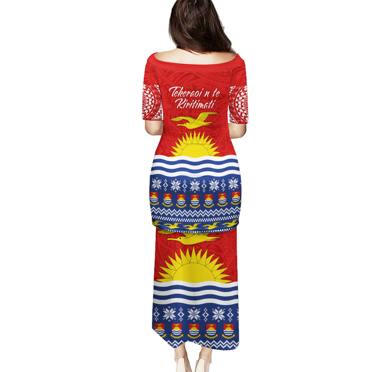 Kiribati Christmas Family Matching Puletasi Dress and Hawaiian Shirt Tekeraoi n Te Tiritimati Polynesian Tribal LT9 - Polynesian Pride