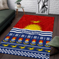 Personalised Kiribati Christmas Area Rug Tekeraoi n Te Tiritimati Polynesian Tribal LT9 Red - Polynesian Pride