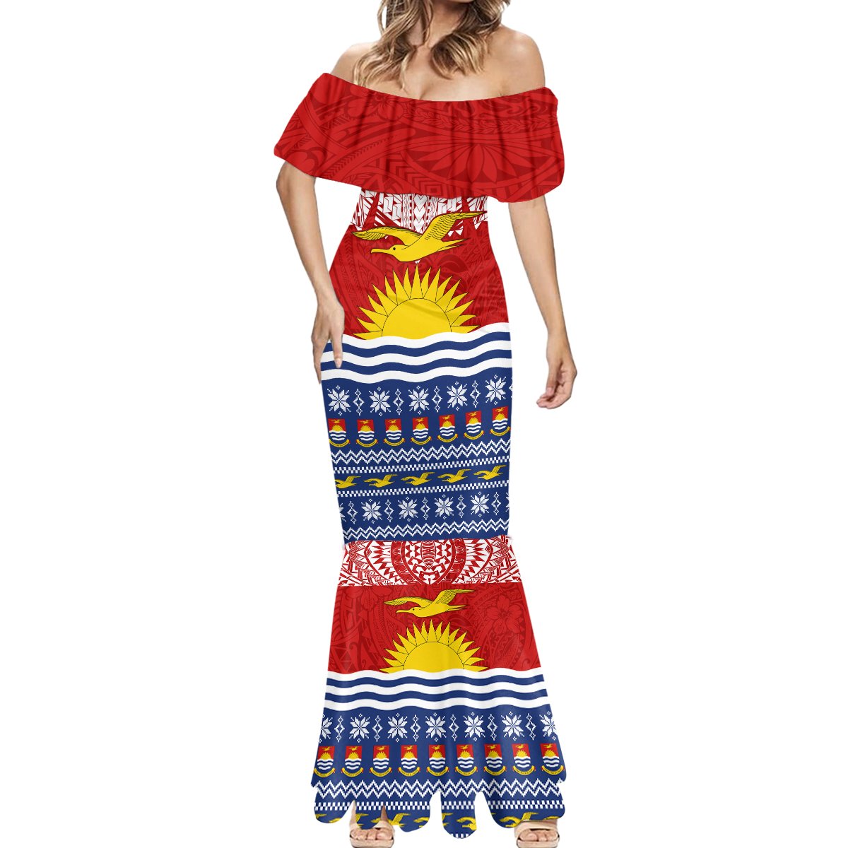 Personalised Kiribati Christmas Mermaid Dress Tekeraoi n Te Tiritimati Polynesian Tribal LT9 - Polynesian Pride