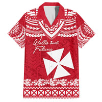 Personalised Wallis and Futuna Christmas Family Matching Off Shoulder Short Dress and Hawaiian Shirt Polynesian Tribal LT9 Dad's Shirt - Short Sleeve Red - Polynesian Pride
