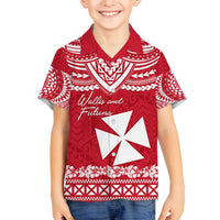 Personalised Wallis and Futuna Christmas Family Matching Tank Maxi Dress and Hawaiian Shirt Polynesian Tribal LT9 Son's Shirt Red - Polynesian Pride