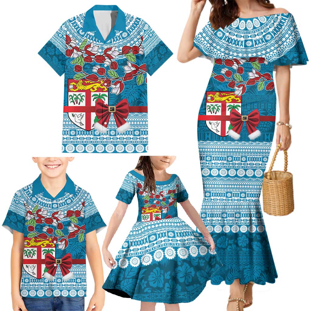 Fijian Tagimoucia Flowers Family Matching Mermaid Dress and Hawaiian Shirt Christmas Coquette bow LT9 - Polynesian Pride