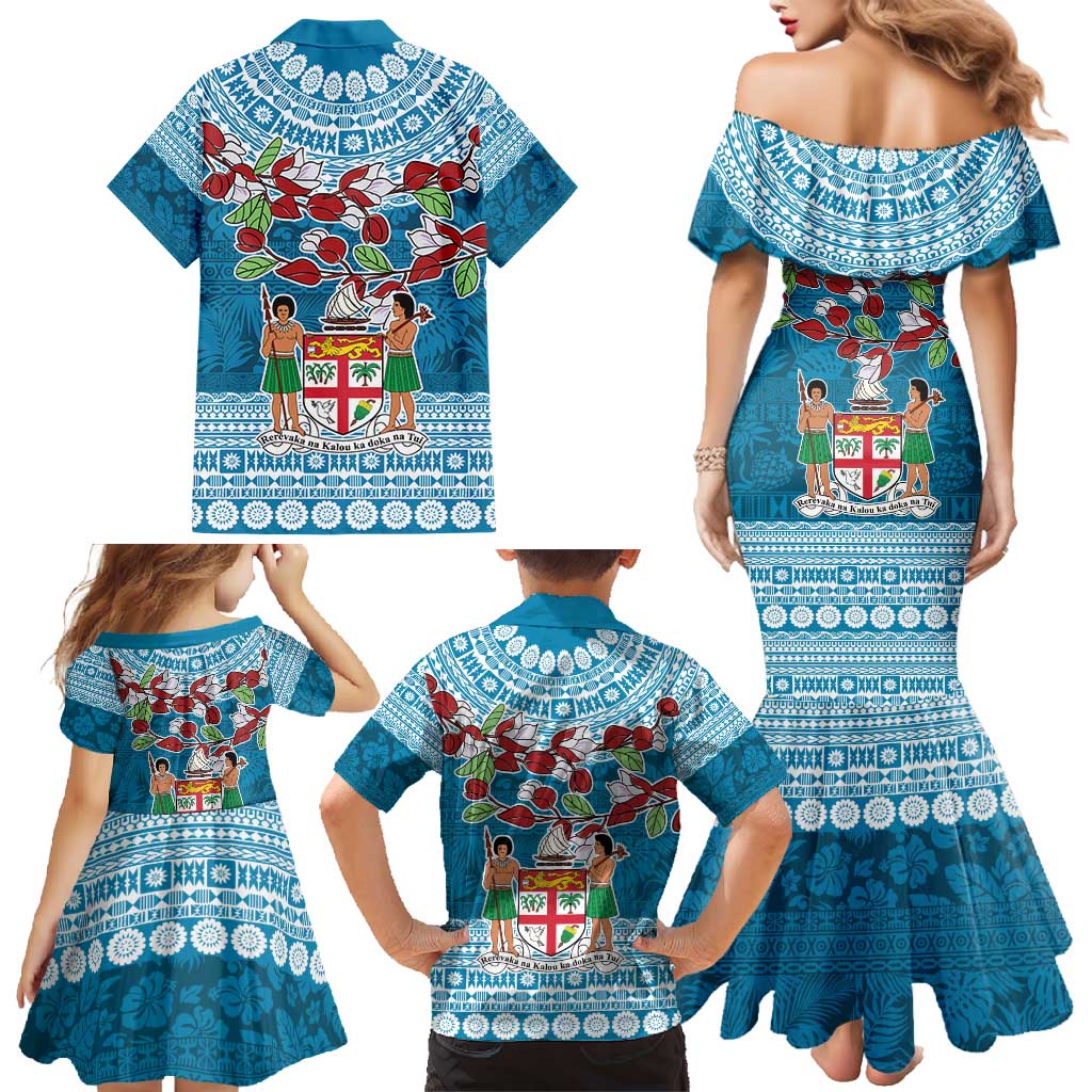 Fijian Tagimoucia Flowers Family Matching Mermaid Dress and Hawaiian Shirt Christmas Coquette bow LT9 - Polynesian Pride