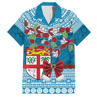 Fijian Tagimoucia Flowers Family Matching Off The Shoulder Long Sleeve Dress and Hawaiian Shirt Christmas Coquette bow LT9 Dad's Shirt - Short Sleeve Blue - Polynesian Pride